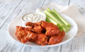 Bowl Of Buffalo Wings With Blue Cheese Dip