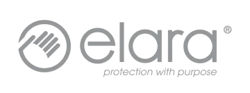 Modern elara logo design symbolizing protection and purpose with a sleek monochromatic aesthetic.