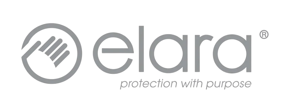 Modern elara logo design symbolizing protection and purpose with a sleek monochromatic aesthetic.