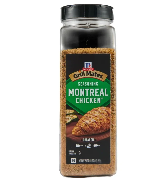 McCormick Grill Mates Montreal Chicken seasoning in a large commercial jar for foodservice and wholesale distribution.